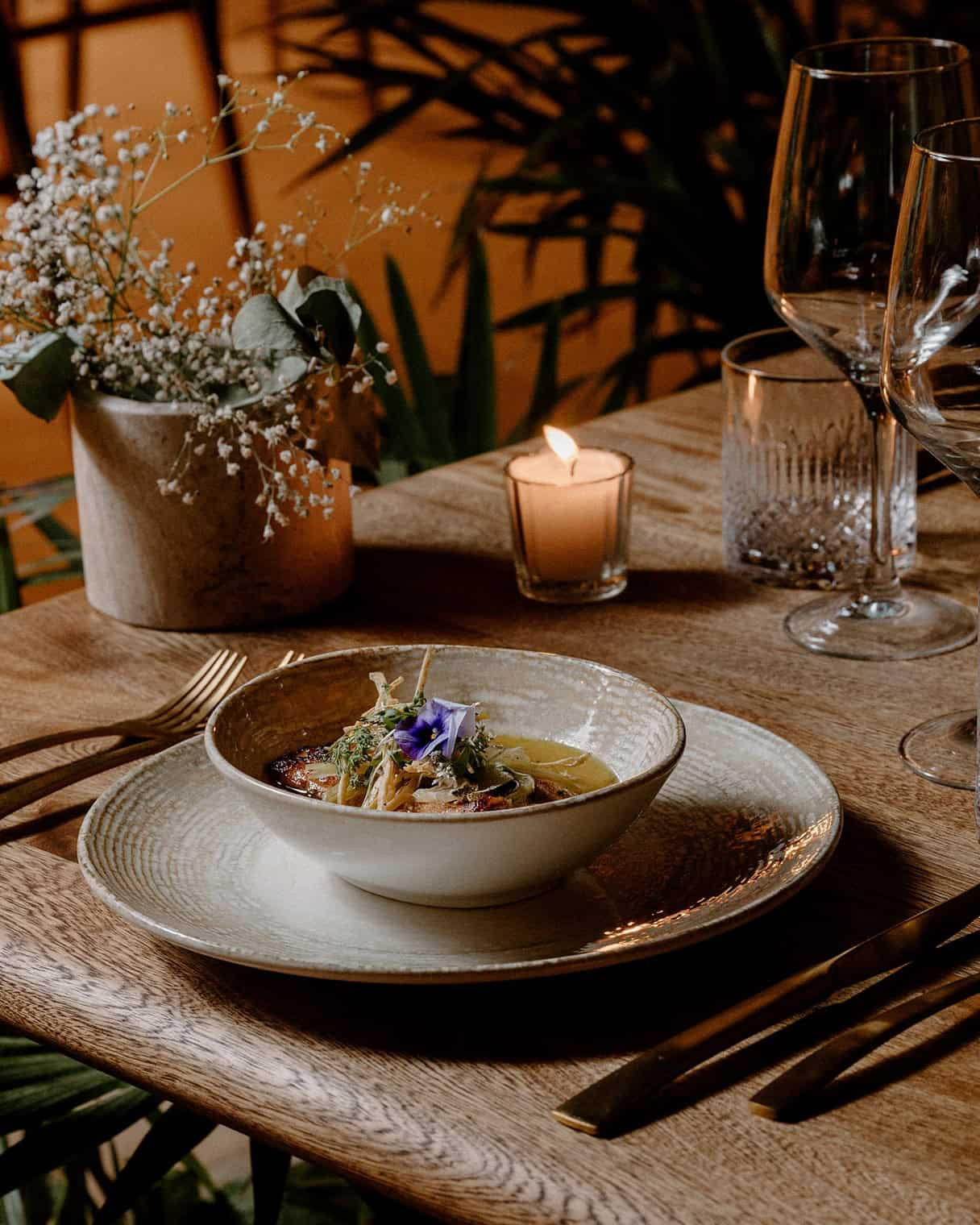 Elegant dish from Umana Restaurant at Hotel Milam 